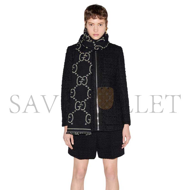 GUCCI GG CHECKERED WOOL SCARF 660025 (180*147cm) GUCCI GG CHECKERED WOOL SCARF 660025 (180*147cm)